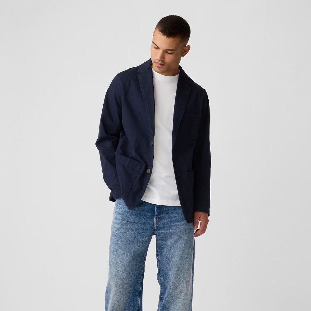 NEW GAP Factory Navy Blue Twill Blazer Jacket